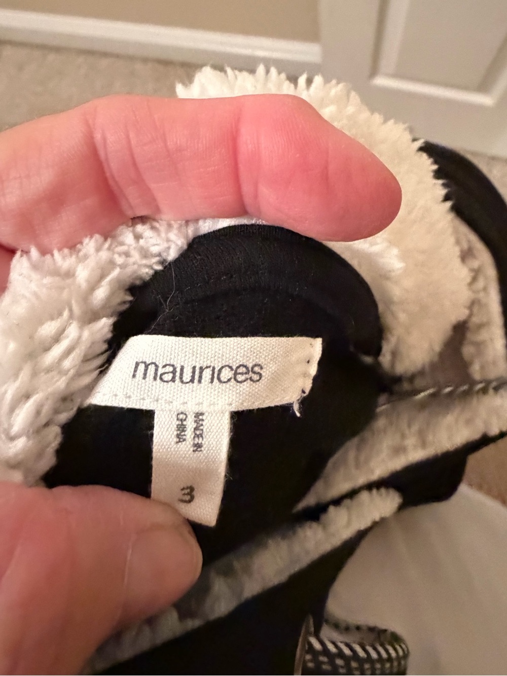 Maurices Black Hoodie with White & Black Plaid Raglan Sleeves - Picture 5 of 5